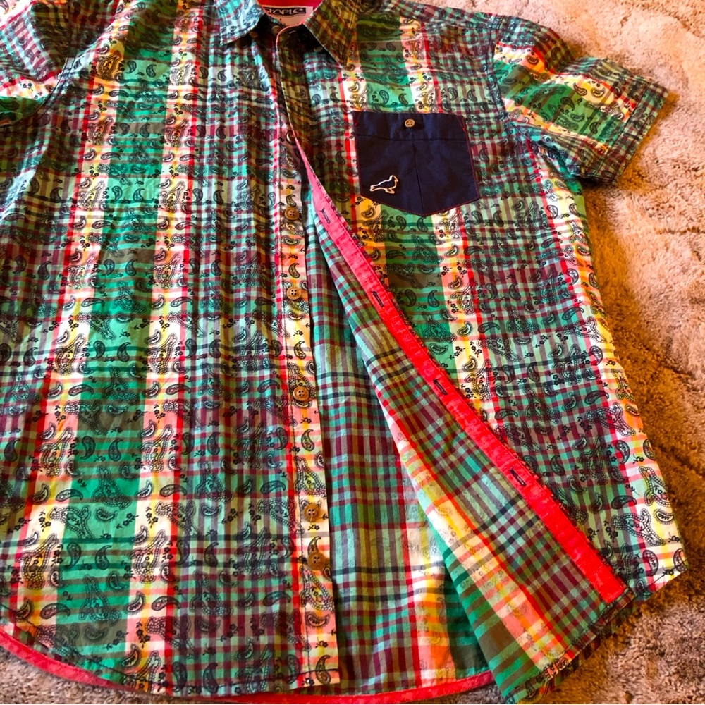 pigeon paisley button down Shirt size L
